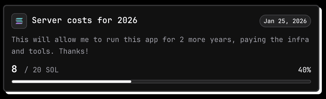 Screenshot of GIB funding goal with progress bar